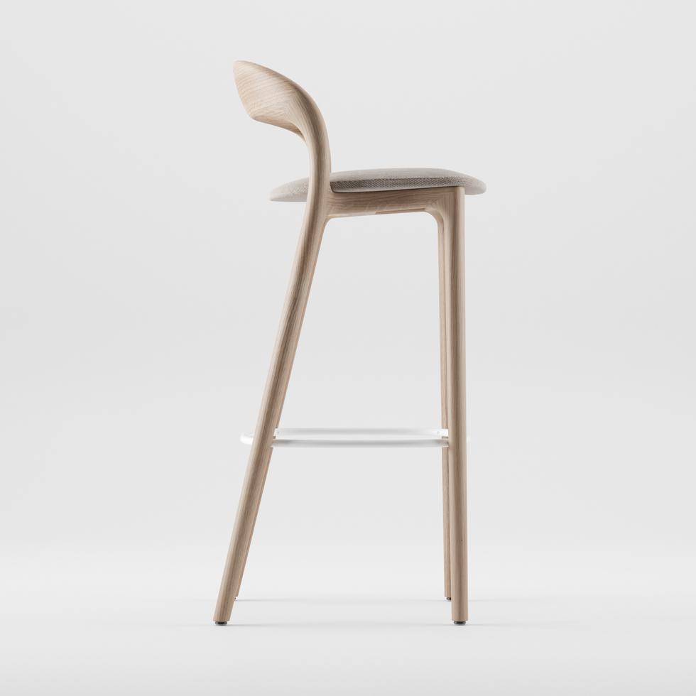 Artisan Neva Light Bar Chair shown in oak with white footrest