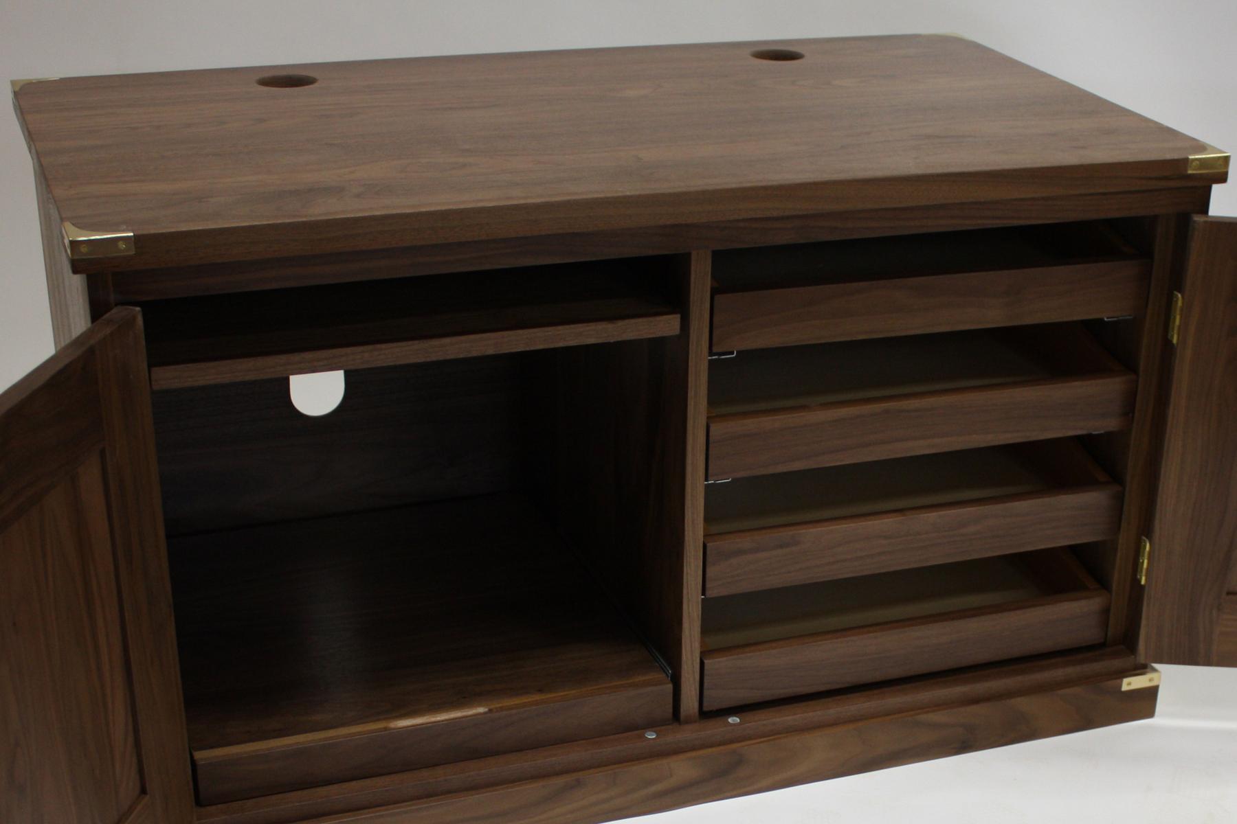 Walnut campaign style office furniture