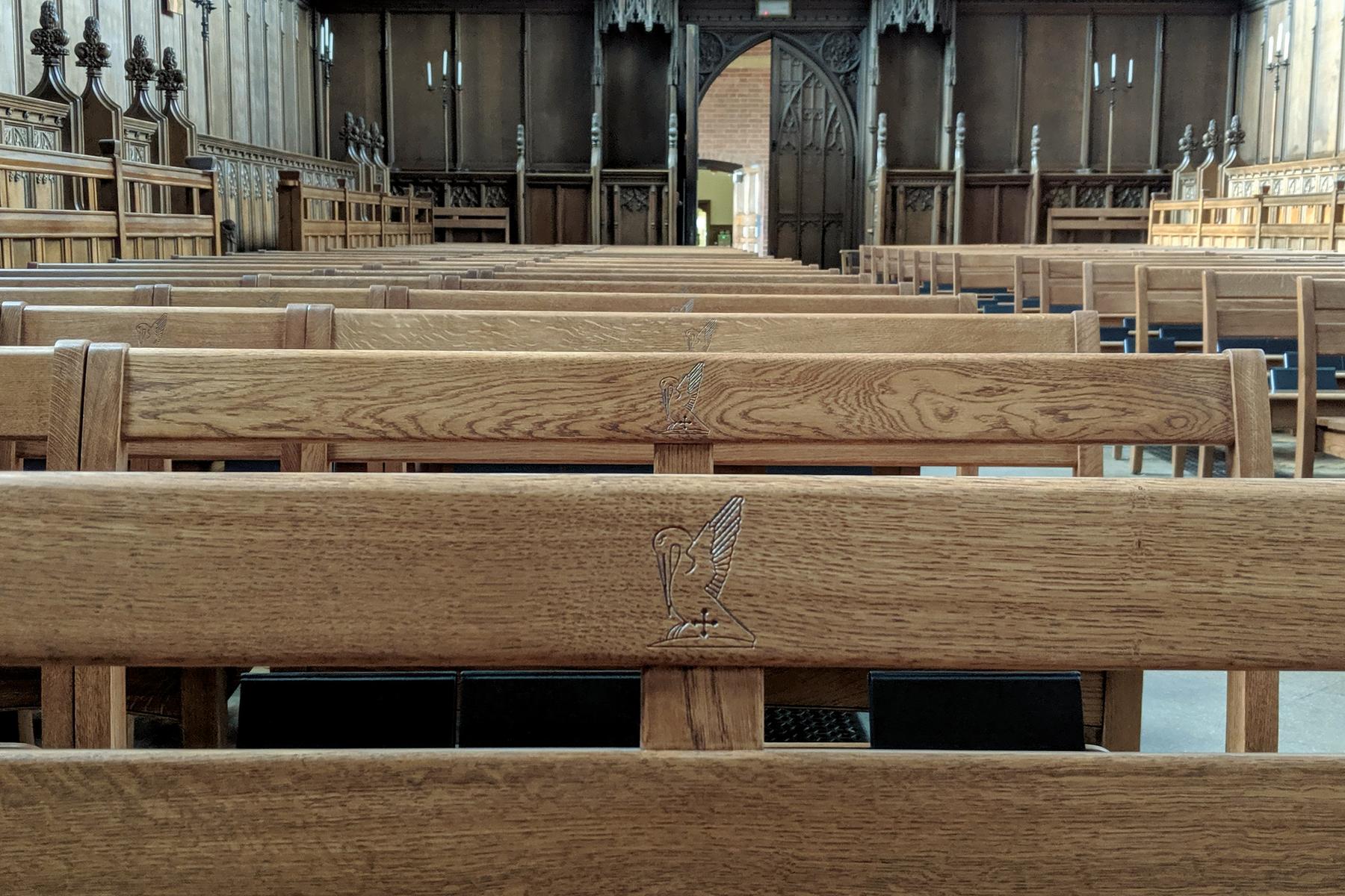 Ardingly College bespoke oak bench for chapel