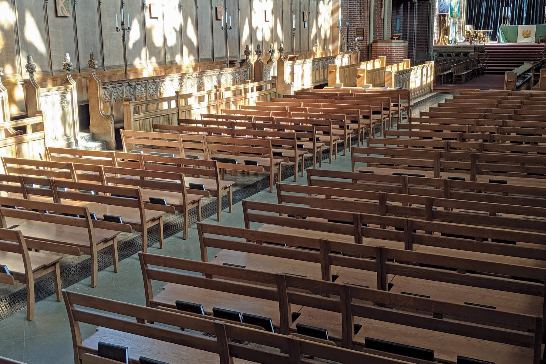 Ardingly College bespoke oak bench for chapel