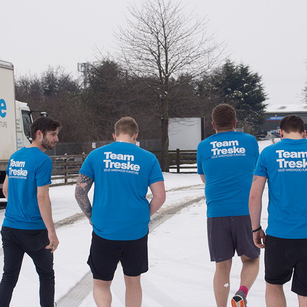 Staff walking in the snow