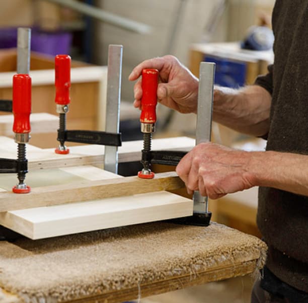 Treske workshop, clamped wood